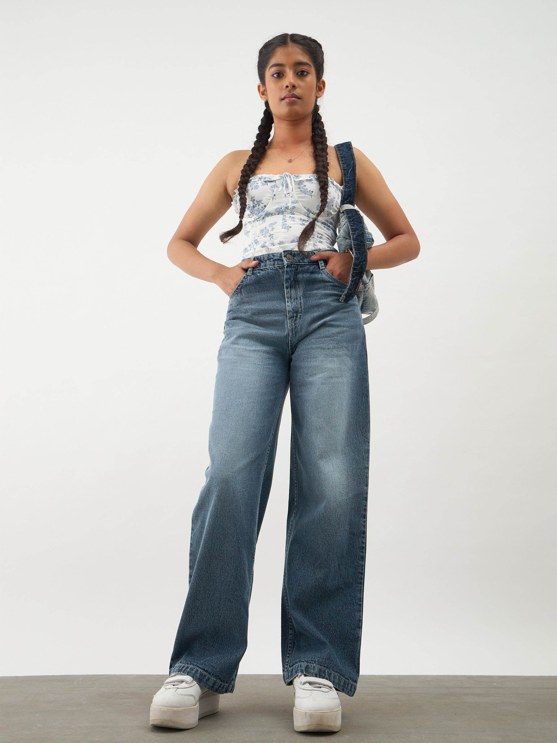 Girls Navy Blast Denim Straight Fit Jeans