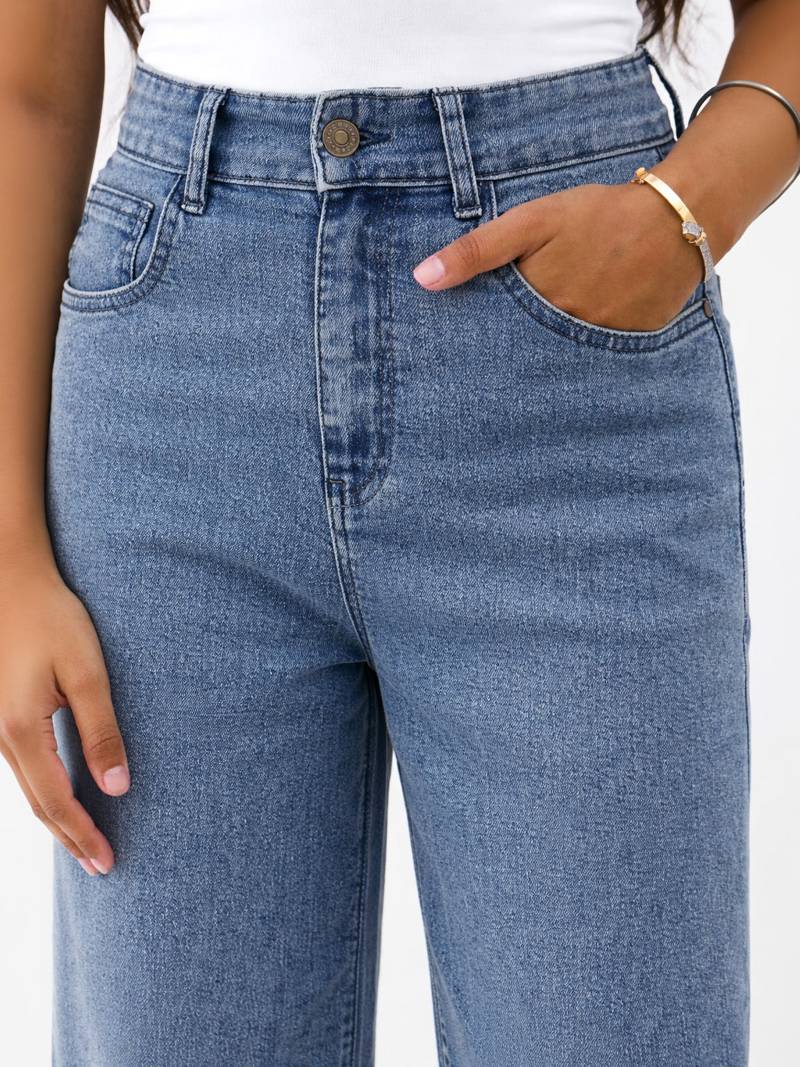 Navy Blast Denim Thread Detail Ankle Length Jeans-Noh.Voh 
