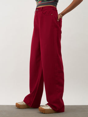 Red Denim Ankle Length Jeans-Noh.Voh 