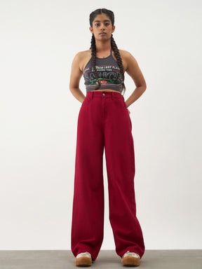 Red Denim Ankle Length Jeans-Noh.Voh 