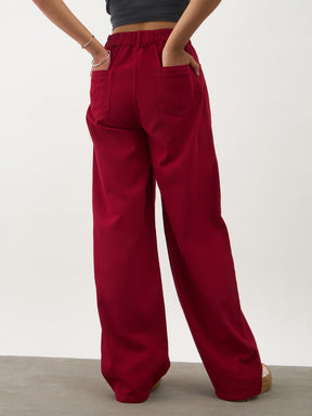 Girls Red Denim Ankle Length Jeans
