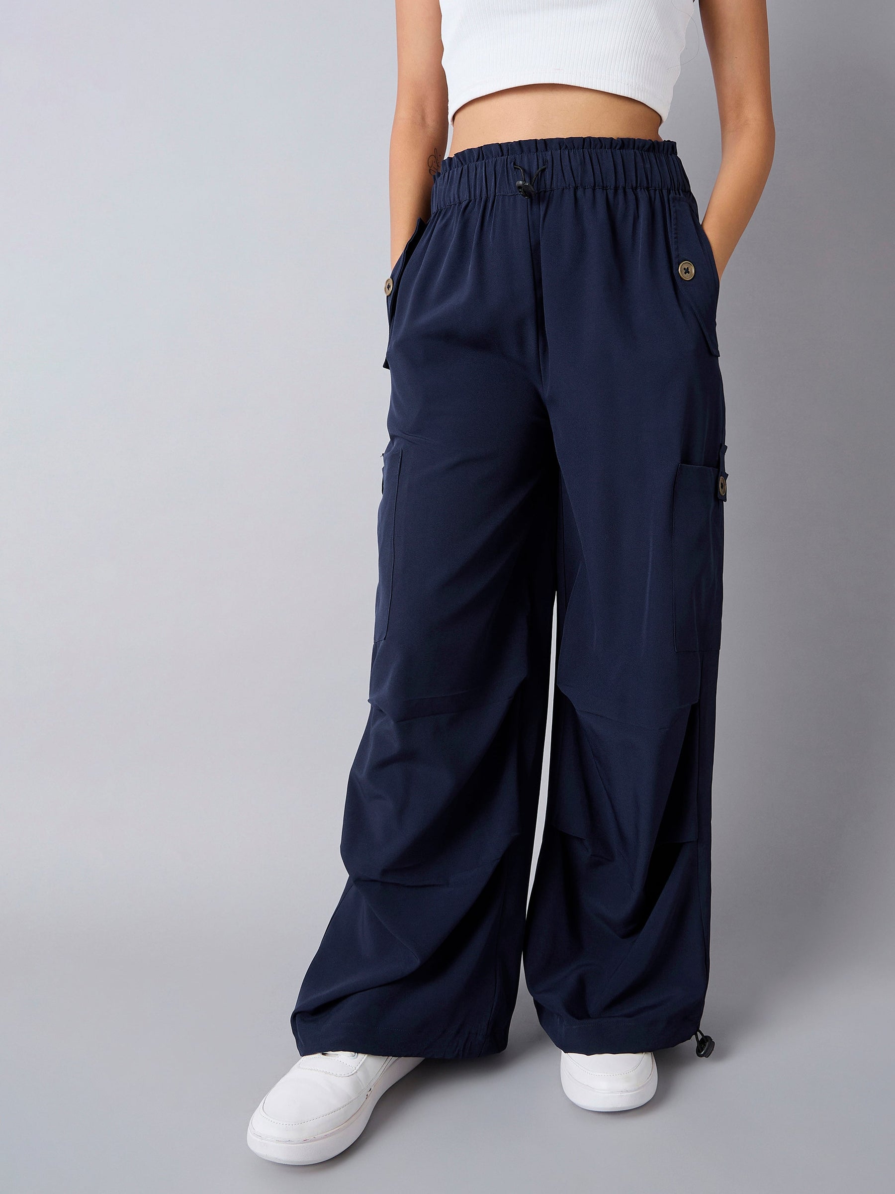 Navy Pull Hem Parachute Cargos-Noh.Voh