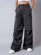 Grey Pintuck Parachute Cargos-Noh.Voh