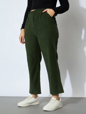 Olive Corduroy Paper Bag Waist Pants-Noh.Voh