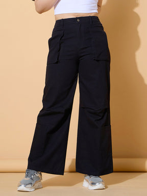 Black Twill Multi Pocket Straight Pants -Noh.Voh