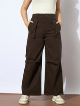 Dark Brown Twill Multi Pocket Straight Pants-Noh.Voh