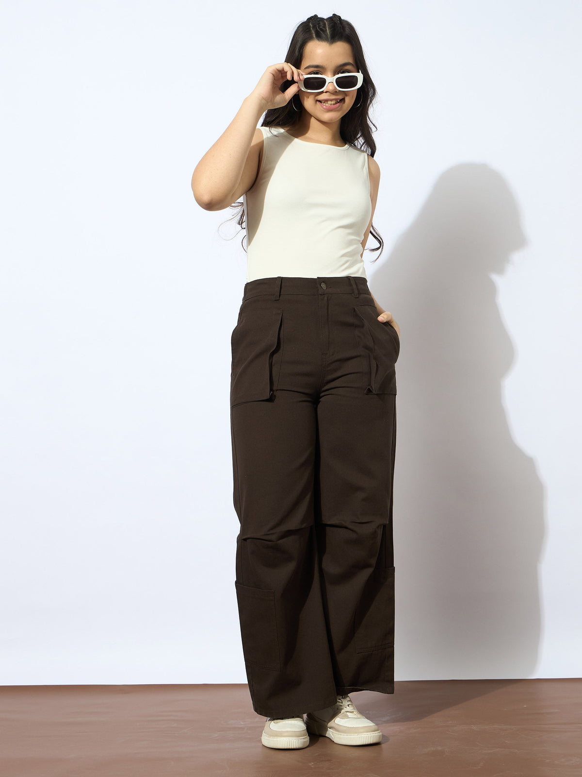 Dark Brown Twill Multi Pocket Straight Pants-Noh.Voh