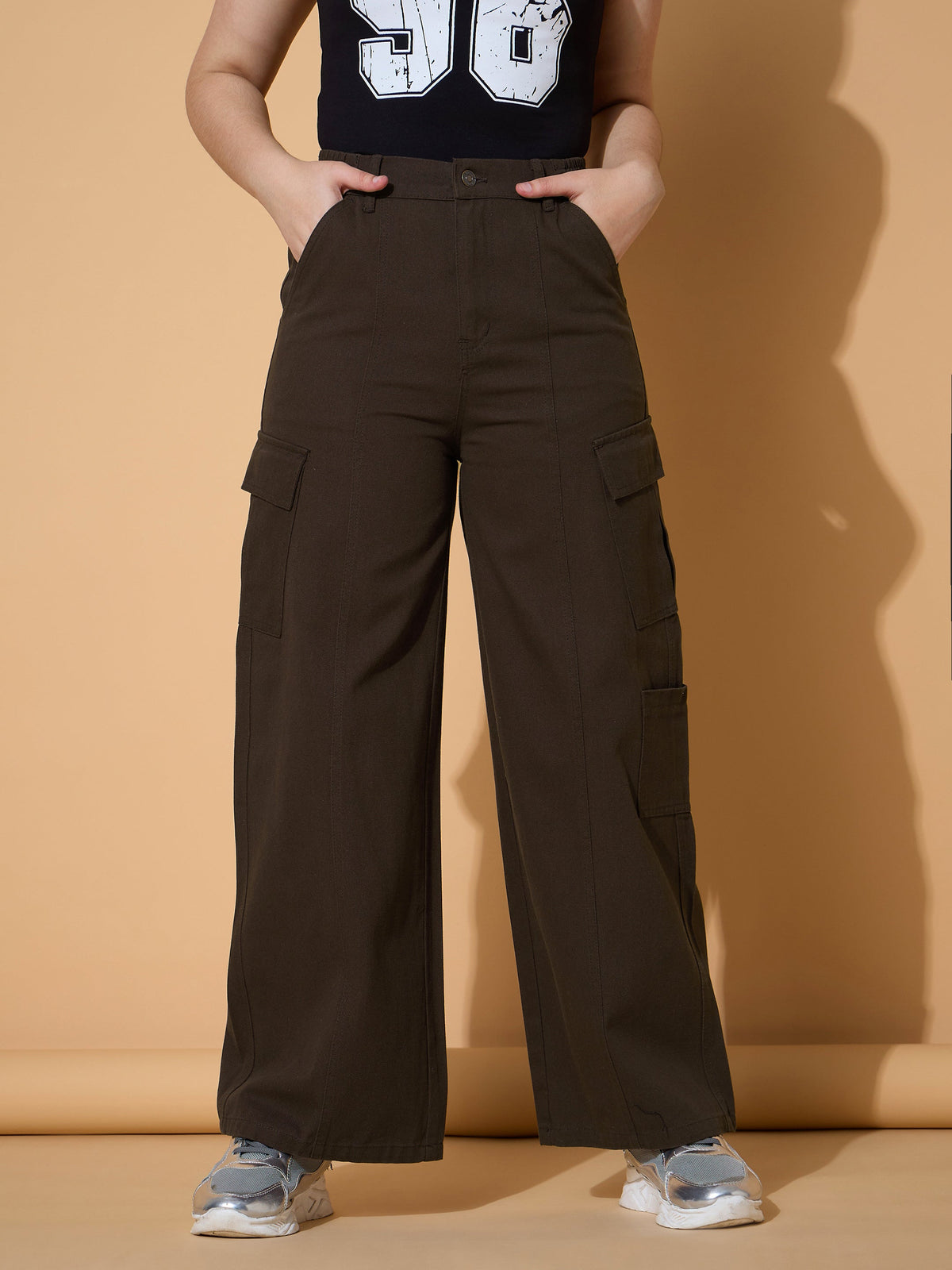 Dark Brown Twill Front Seam Straight Pants -Noh.Voh