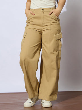 Beige Twill Front Seam Straight Pants -Noh.Voh