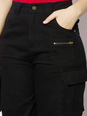 Black Twill Metal Zipper Straight Pants -Noh.Voh