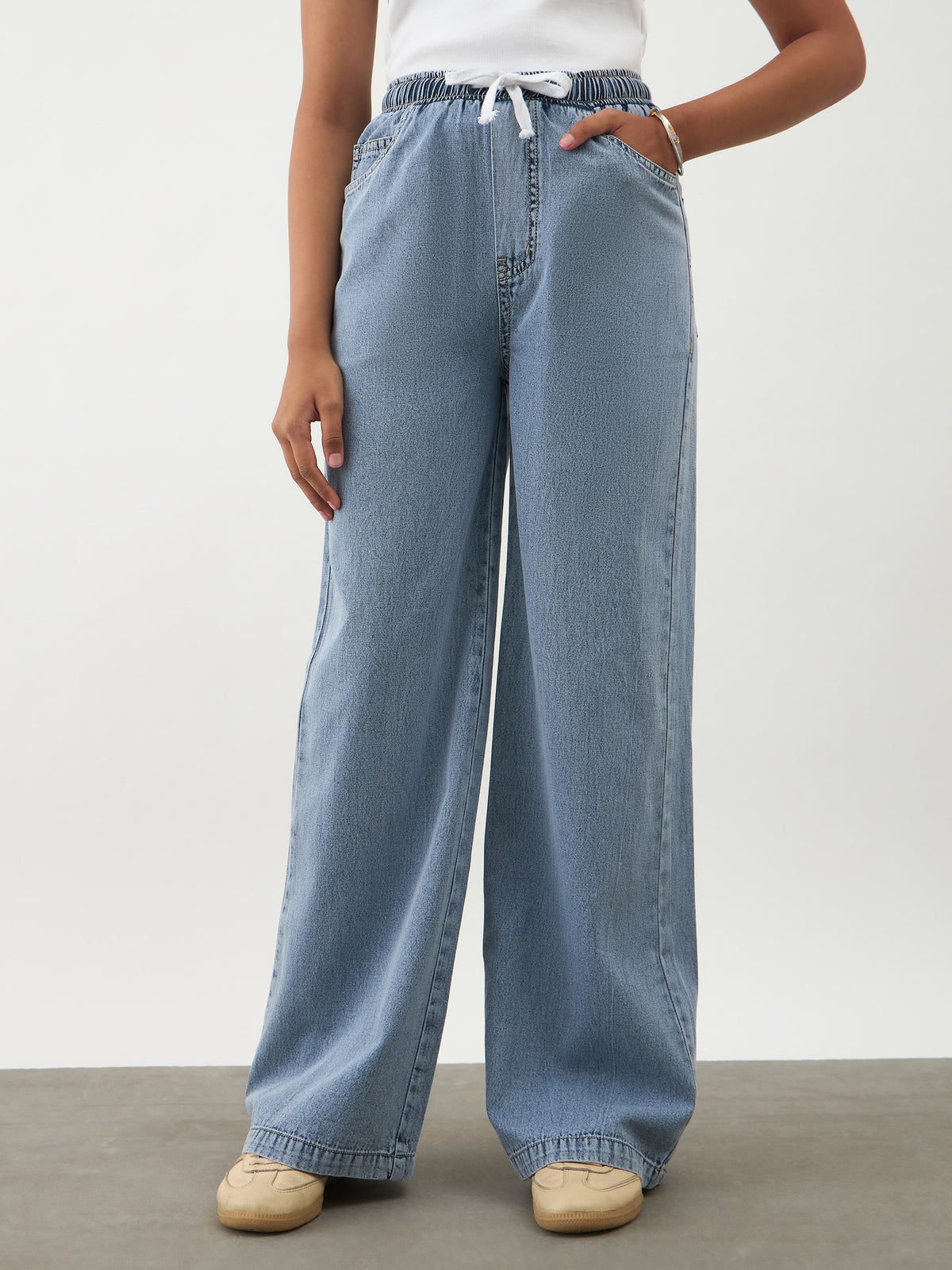 Blue Wash Denim Drawstring Pants -Noh.Voh 