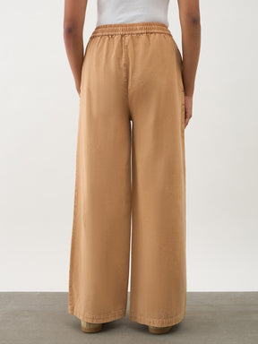 Girls Beige Twill Overdyed Elasticated Straight Pants