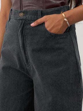 Black Twill Overdyed Straight Fit Pants -Noh.Voh 