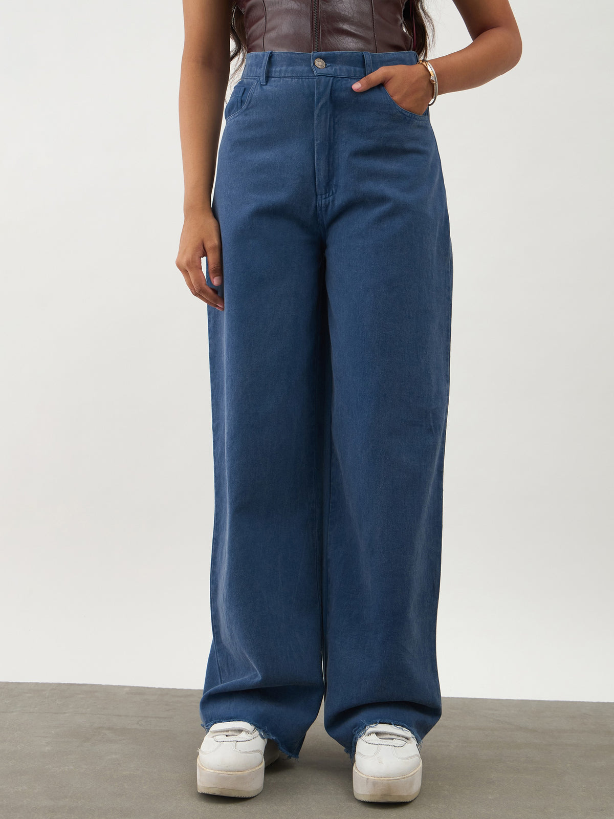 Blue Twill Overdyed Straight Fit Pants -Noh.Voh 