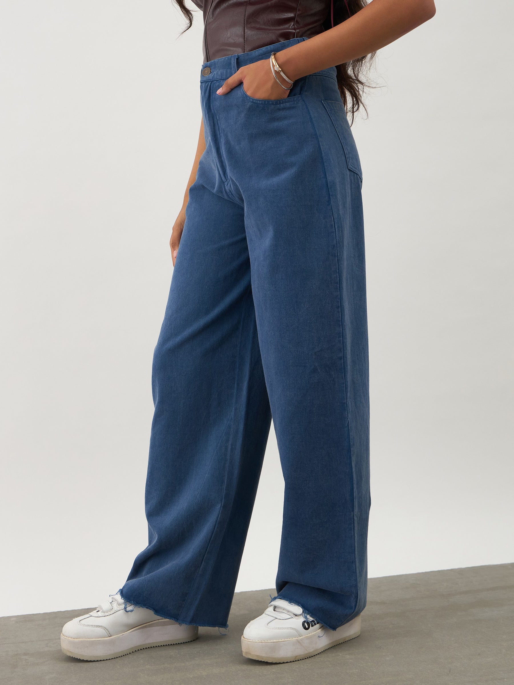 Blue Twill Overdyed Straight Fit Pants -Noh.Voh 