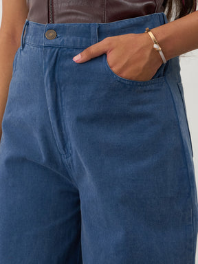 Blue Twill Overdyed Straight Fit Pants -Noh.Voh 