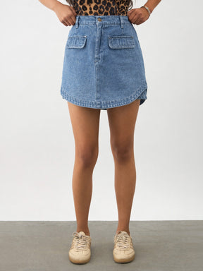 Blue Blast Denim Layered Front Skort -Noh.Voh 