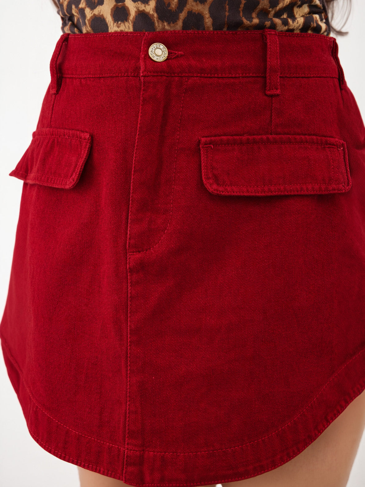 Red Denim Layered Front Skort -Noh.Voh 