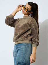 Brown Double Fur High Neck Sweatshirt-Noh.Voh