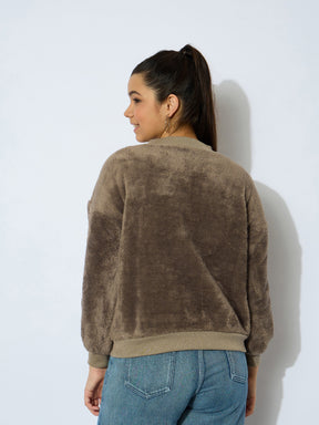 Brown Double Fur High Neck Sweatshirt-Noh.Voh