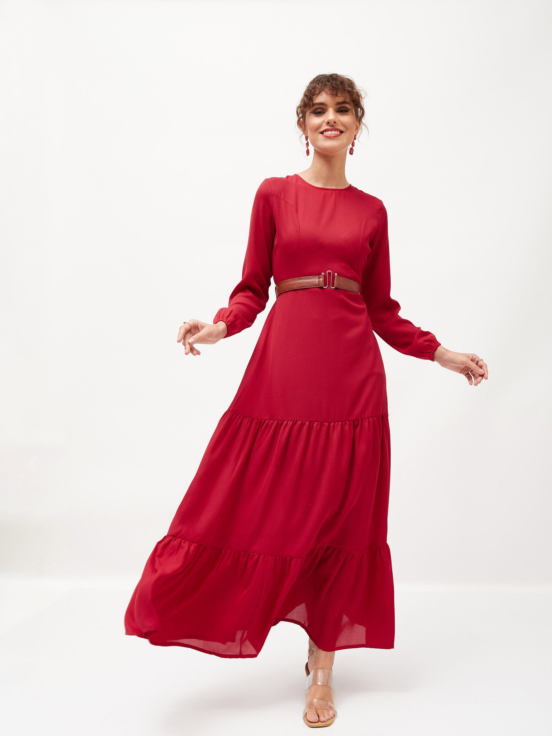 Shiv Women Maxi Maroon Dress - Buy Shiv Women Maxi Maroon Dress Online at  Best Prices in India | Flipkart.com