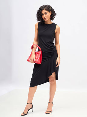 Black Box Back Cascade Ruffle Midi Dress-SASSAFRAS