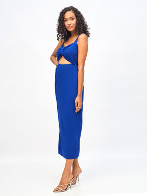 Royal Blue Waist Cut Out Bodycon Dress-SASSAFRAS