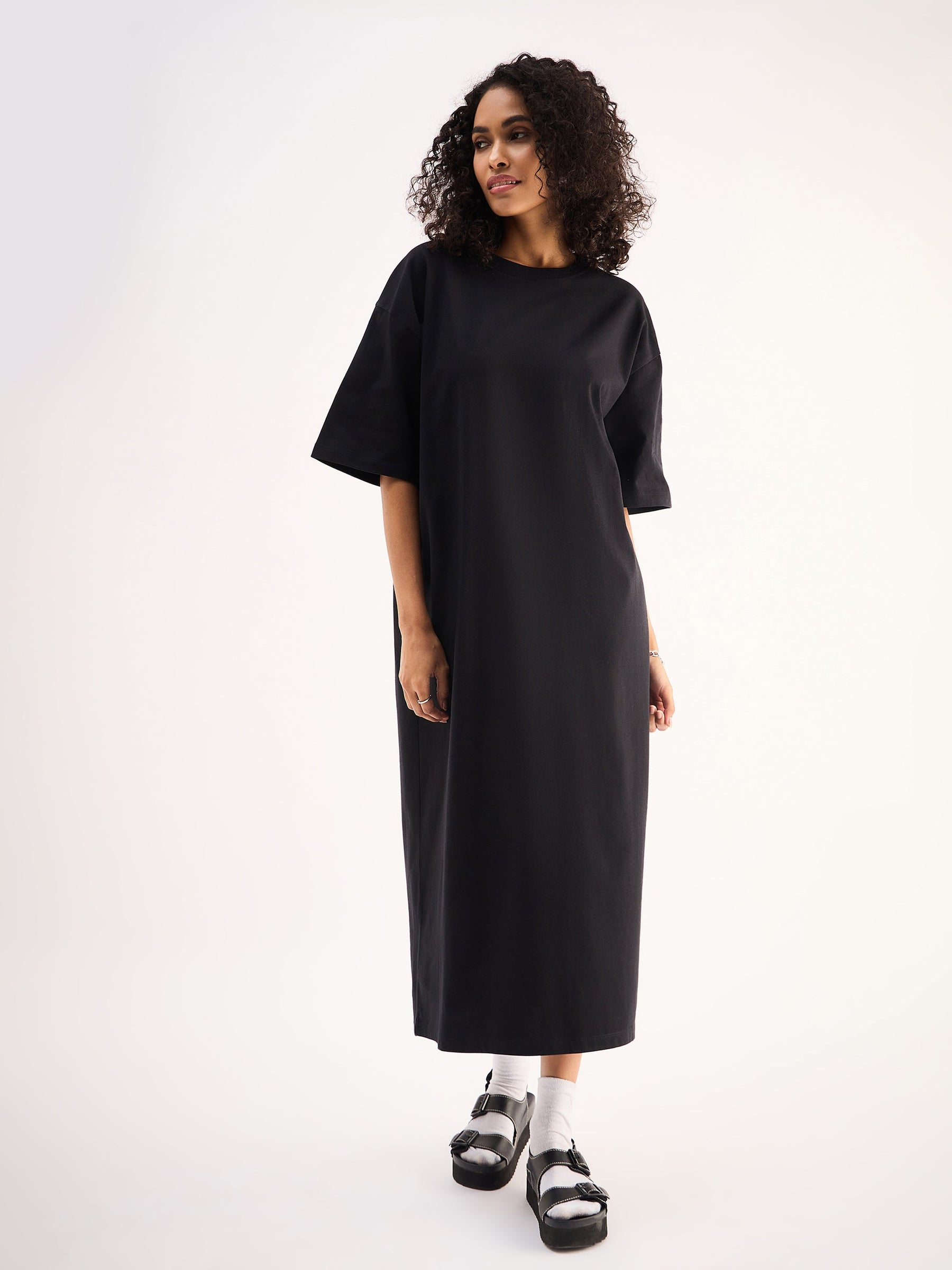 Buy Women Black Oversized T-Shirt Dress Online at Best Price - Sassafras Buy Women Black Oversized T-Shirt Dress Online at Best Price - Sassafras