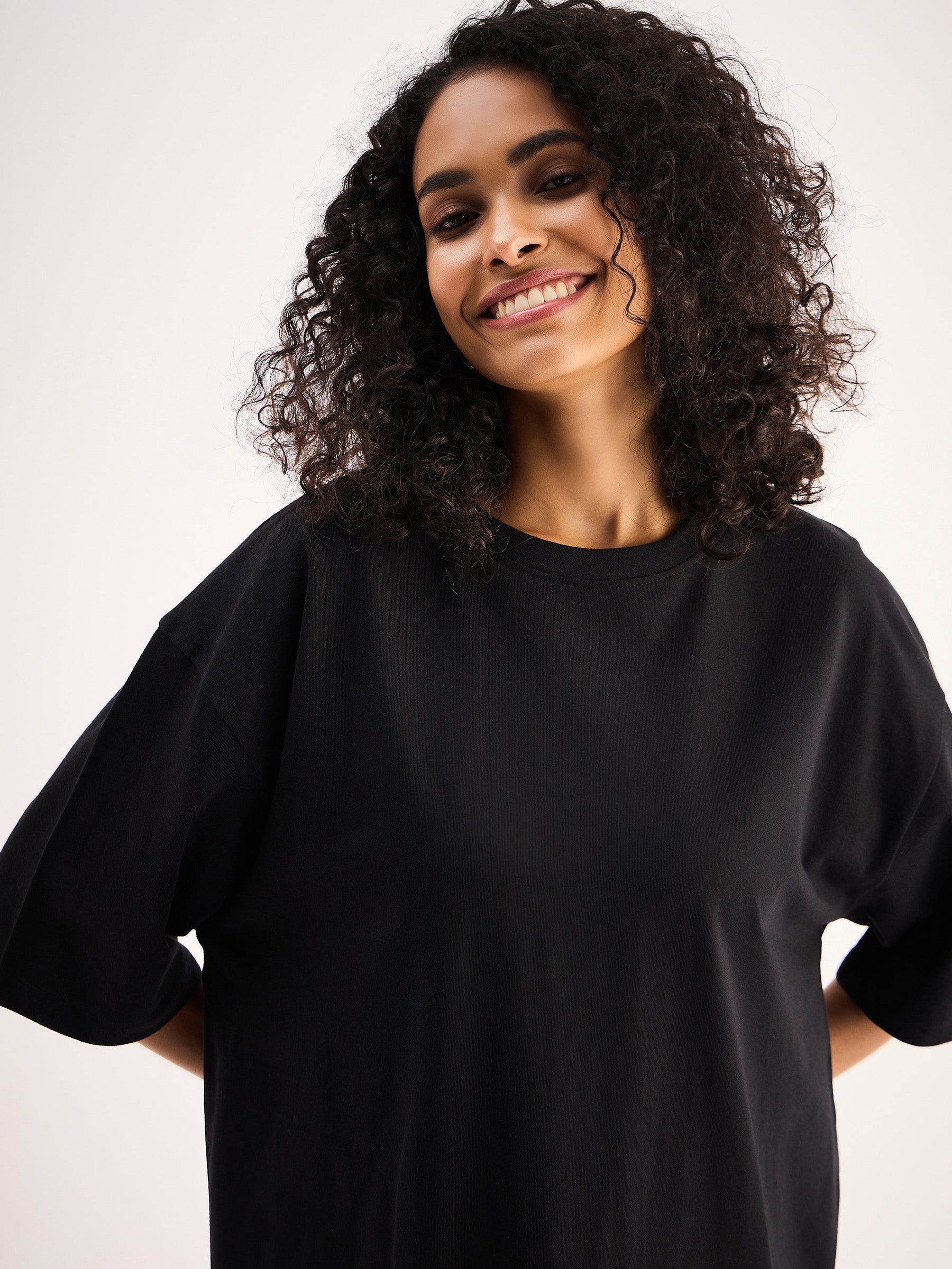 Buy Women Black Oversized T-Shirt Dress Online at Best Price - Sassafras Buy Women Black Oversized T-Shirt Dress Online at Best Price - Sassafras