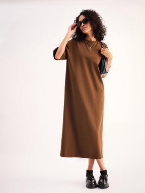 ladies long t shirt dress KORSIS Women Sleeve Tops T-Shirt Round Neck Casual A-Line Loose Vocation Fall Winter Dress Whith Pockets Black S at Amazon Women's Clothing store from spring to summer and beyond Buy Women Brown Oversized T-Shirt