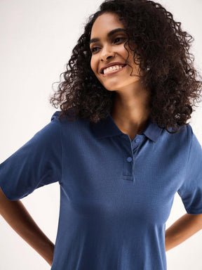 Navy Oversized Collar T-Shirt Dress-SASSAFRAS BASICS