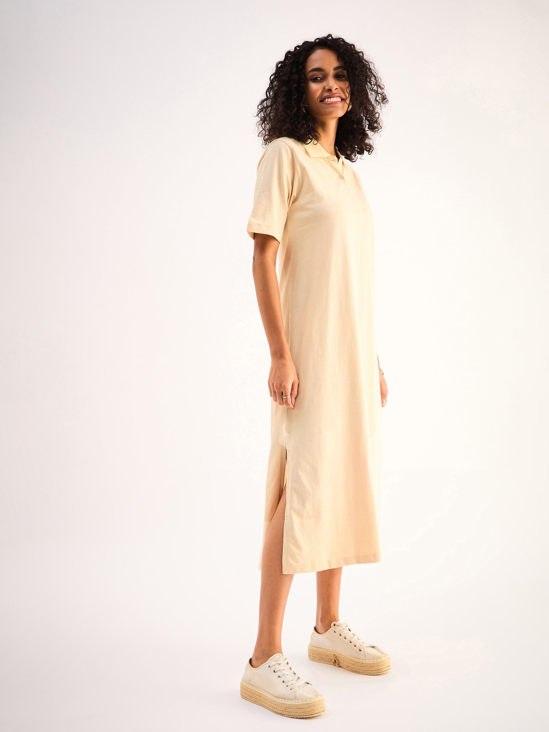beige t shirt dress Buy Women Beige Oversized Collar T-Shirt Dress Online at Best Price