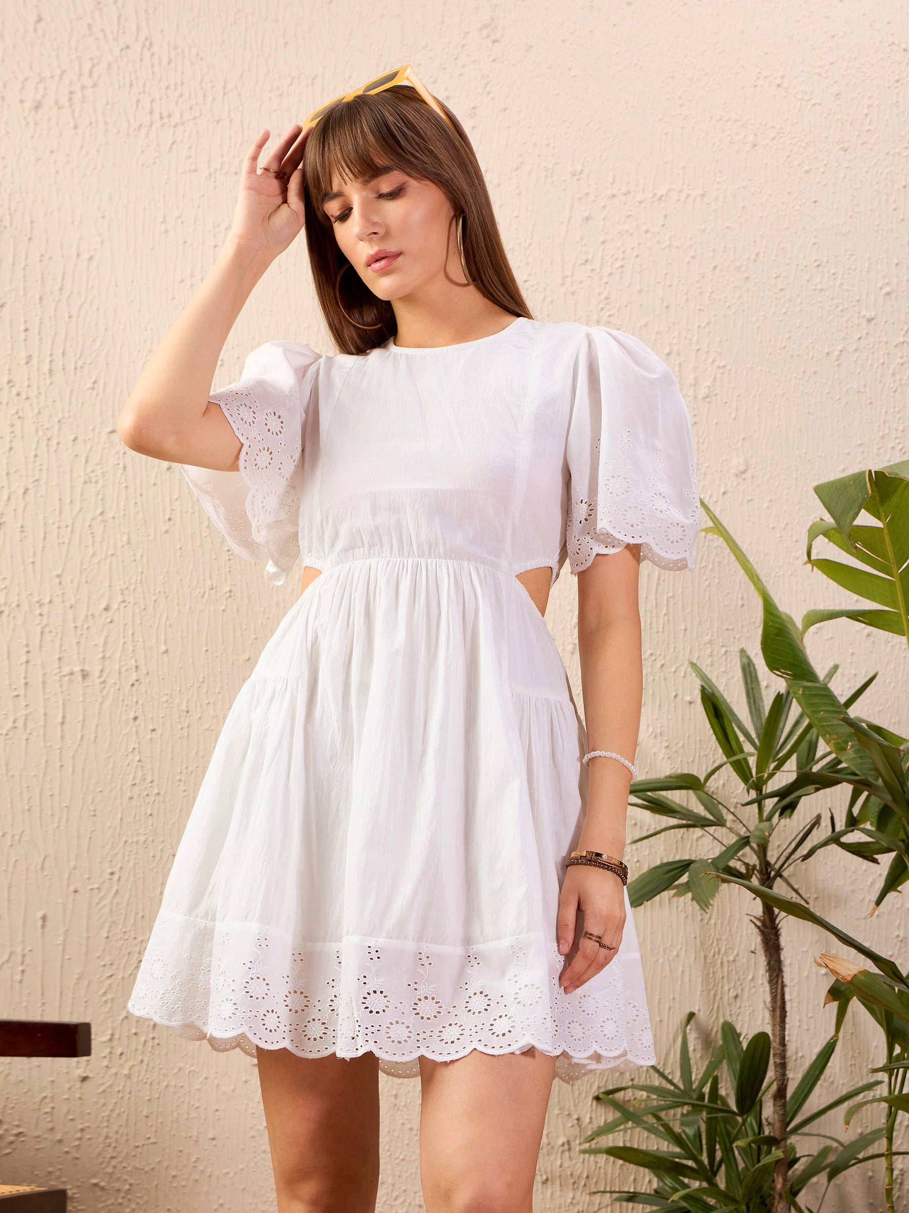 white cut out skater dress Plunge Halterneck Open Back Flippy Hem Mini Skater Dress In White Slinky | EGO US