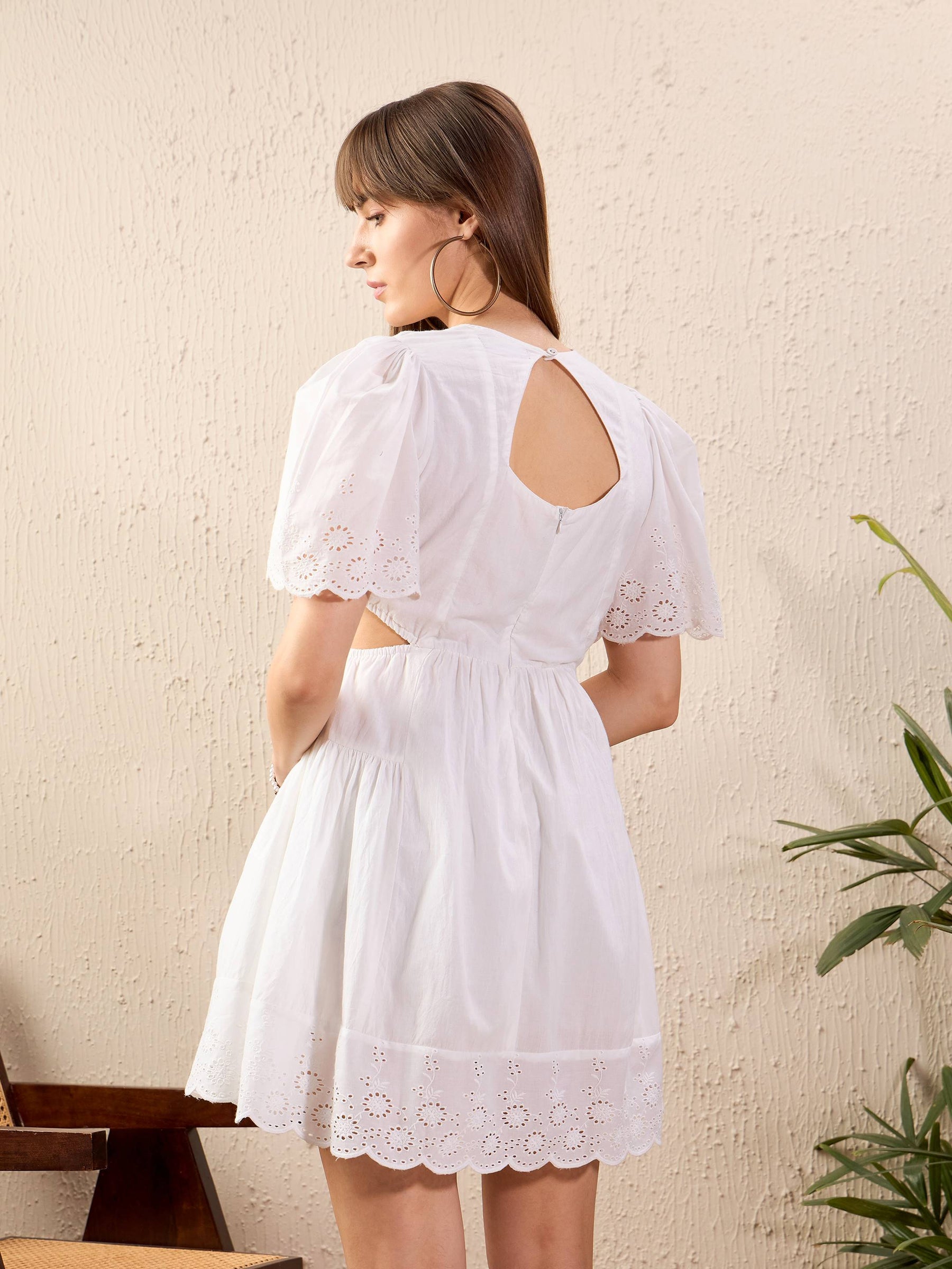 white cut out skater dress Buy Women White Side Cut Out Skater Dress Online at Best Price