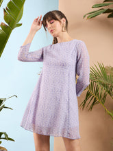 Lavender Ditsy Floral Dress-SASSAFRAS