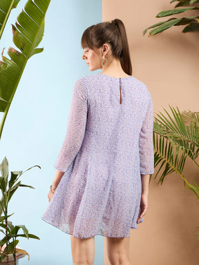 Lavender Ditsy Floral Dress-SASSAFRAS