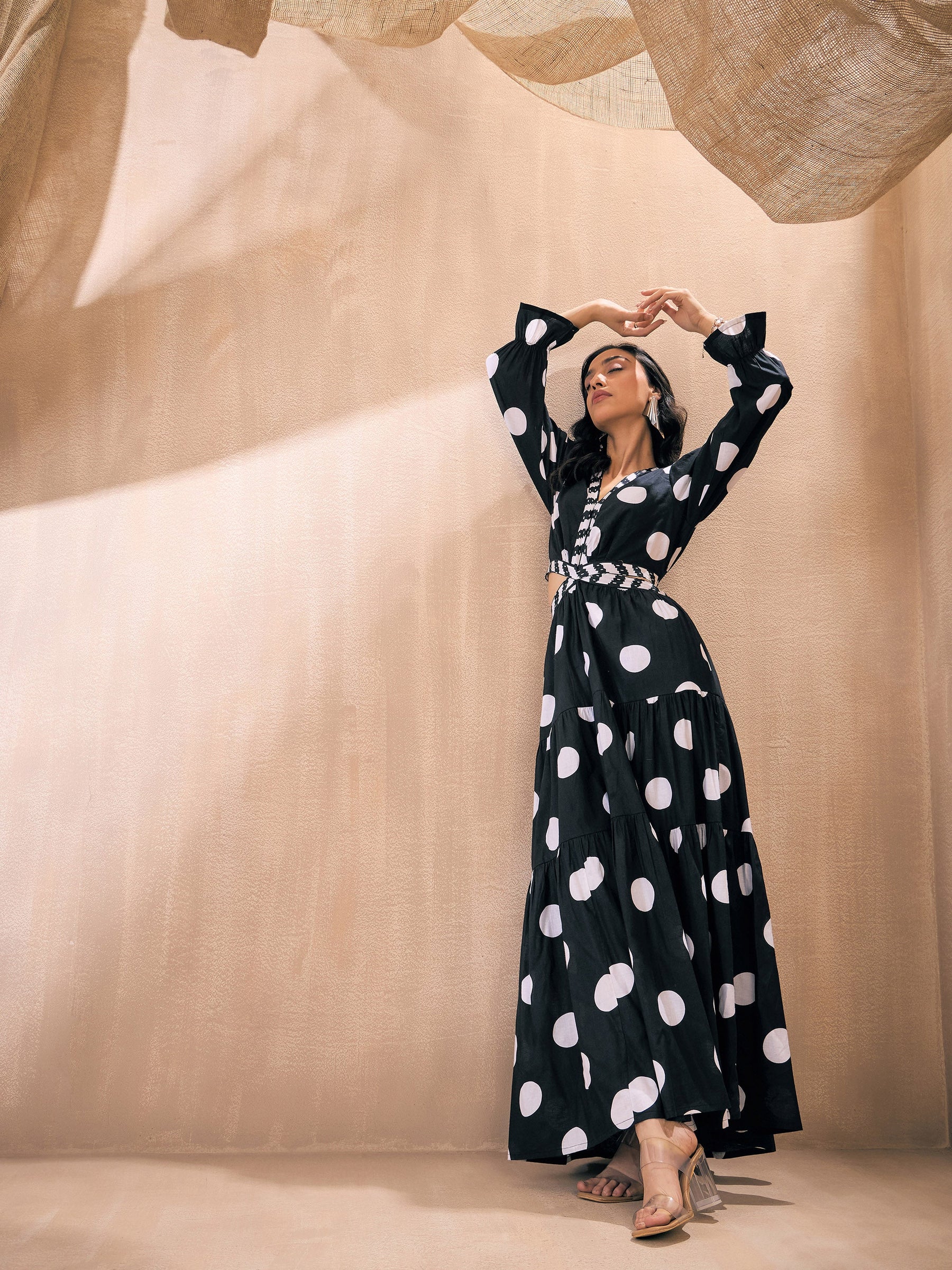 womens black polka dot dress Black Polka Dot Maxi Dress - All Dresses