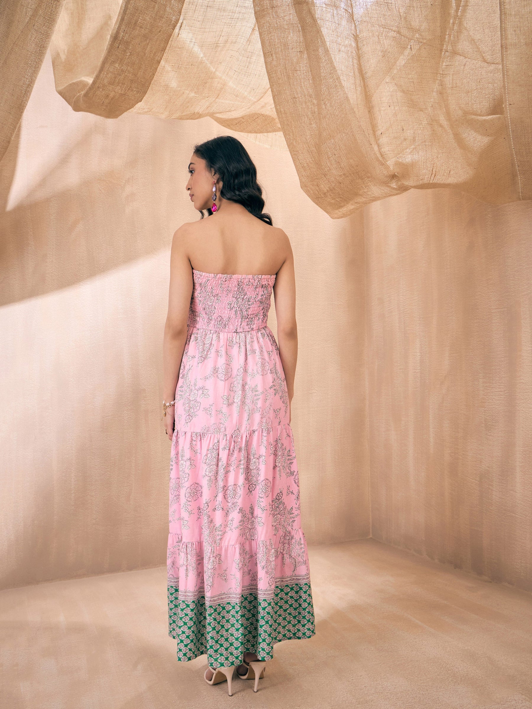 Pink Floral Tube Maxi-Pink Paprika By SASSAFRAS