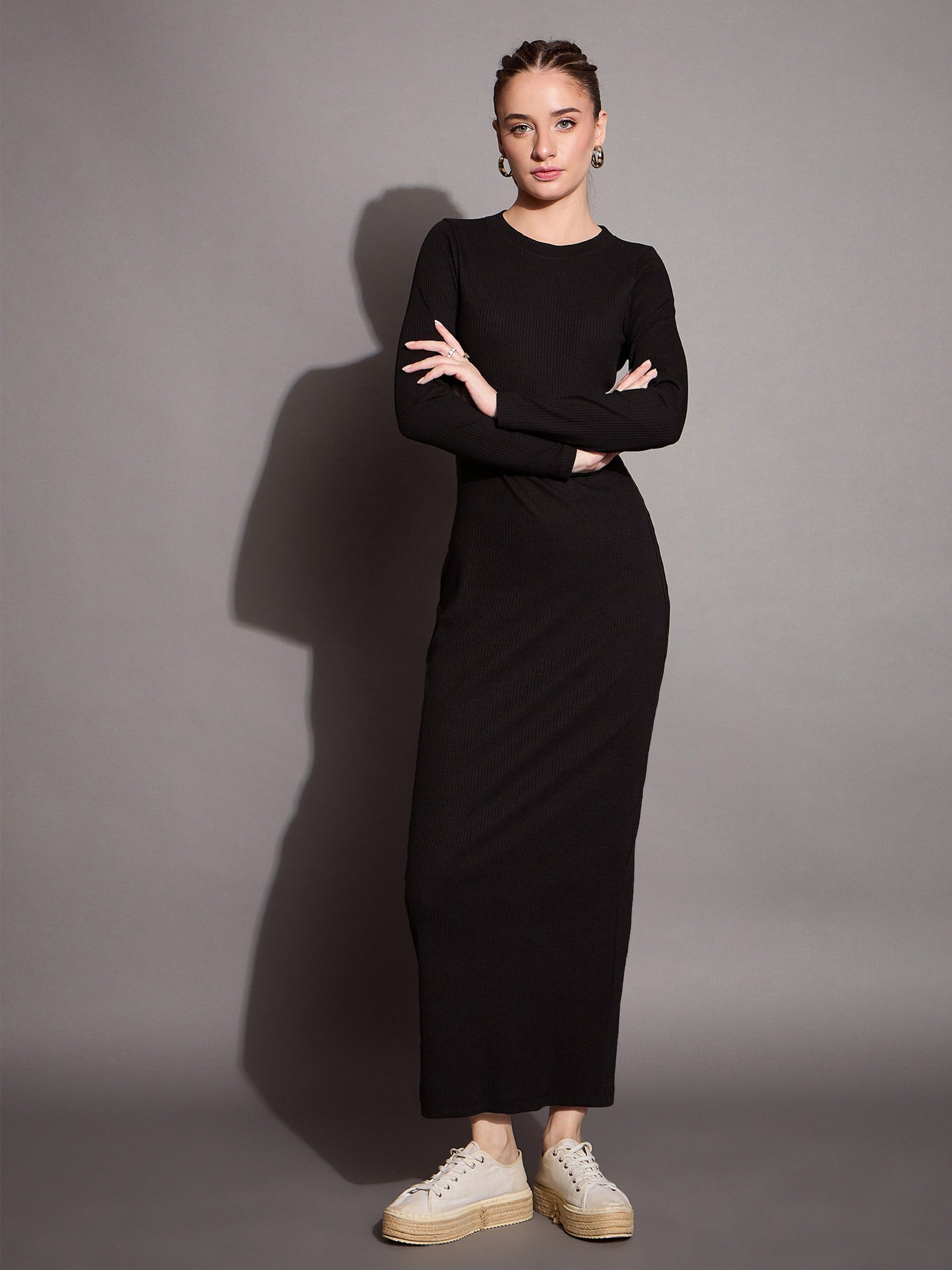 Buy Women Black Ribbed Bodycon Maxi Dress Online at Best Price - Sassafras Buy Women Black Ribbed Bodycon Maxi Dress Online at Best Price - Sassafras