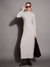 Grey Melange Ribbed Bodycon Maxi Dress-SASSAFRAS BASICS