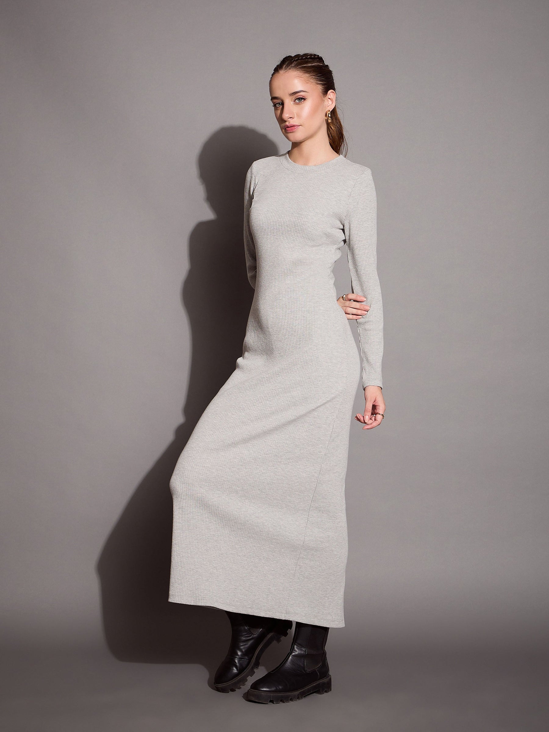 grey bodycon maxi dress TATUM MAXI DRESS
