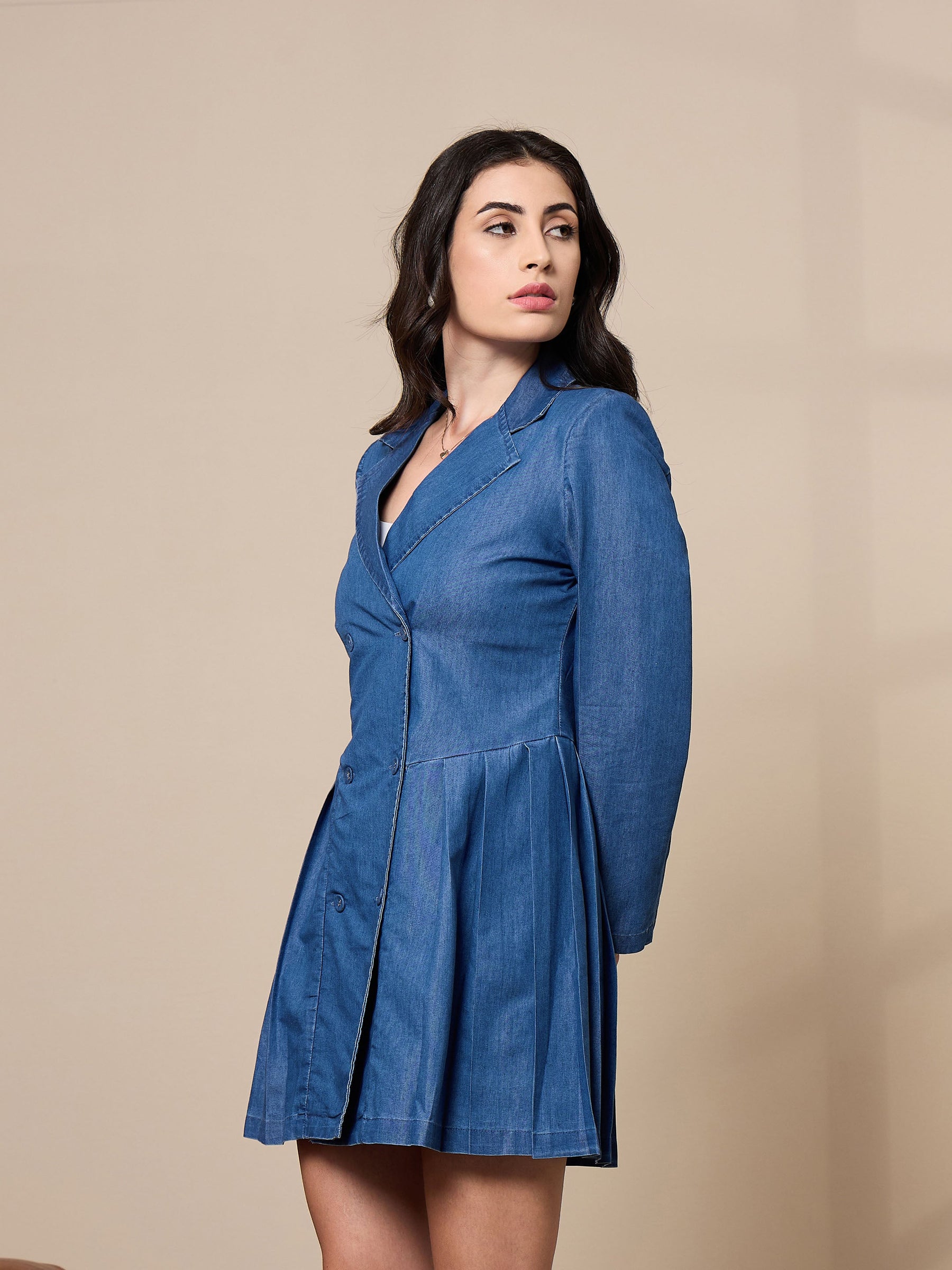 Blue Collar Blazer Dress-SASSAFRAS worklyf