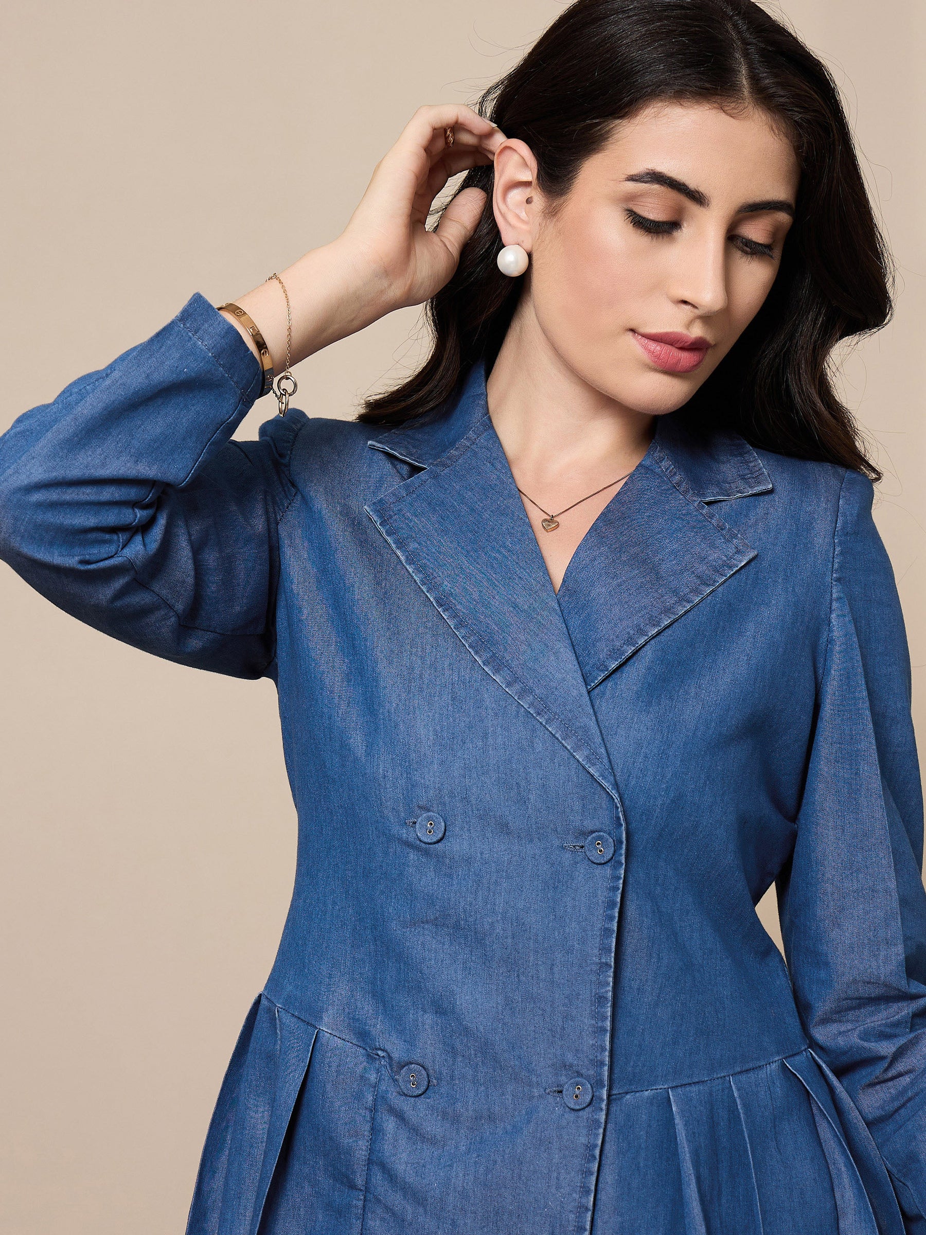 Blue Collar Blazer Dress-SASSAFRAS worklyf