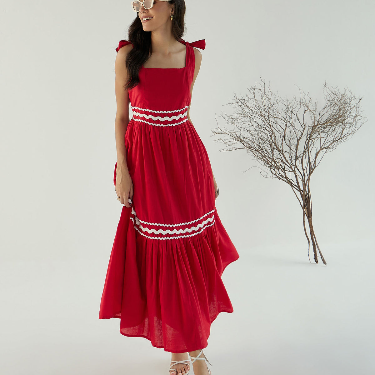 theredthread S lace up curve dress グレー S lace up curve dress THEREDTHREAD
