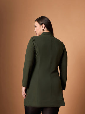 Olive Short Blazer Dress-SASSAFRAS Curve