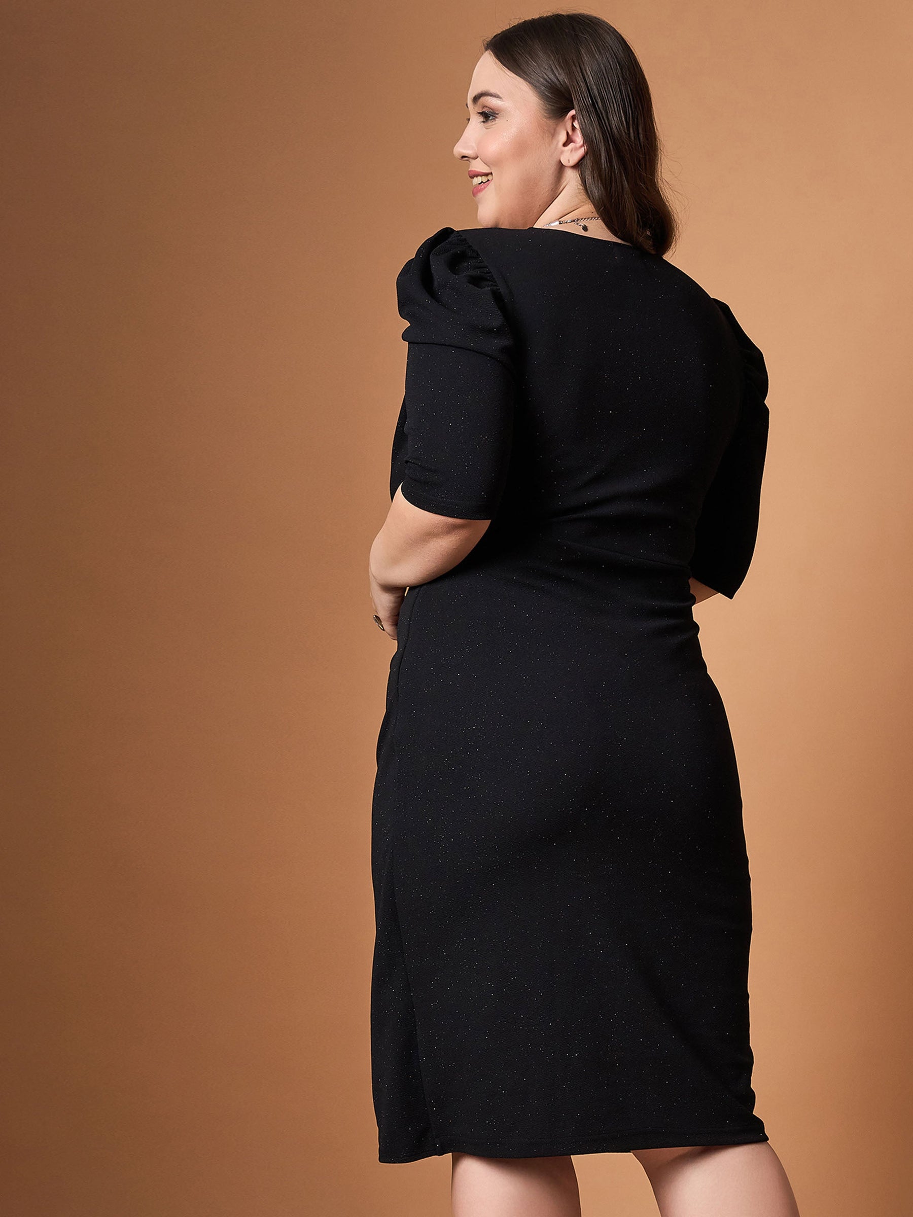 sassafras black dress Flutter Sleeve Midi Dress in Black