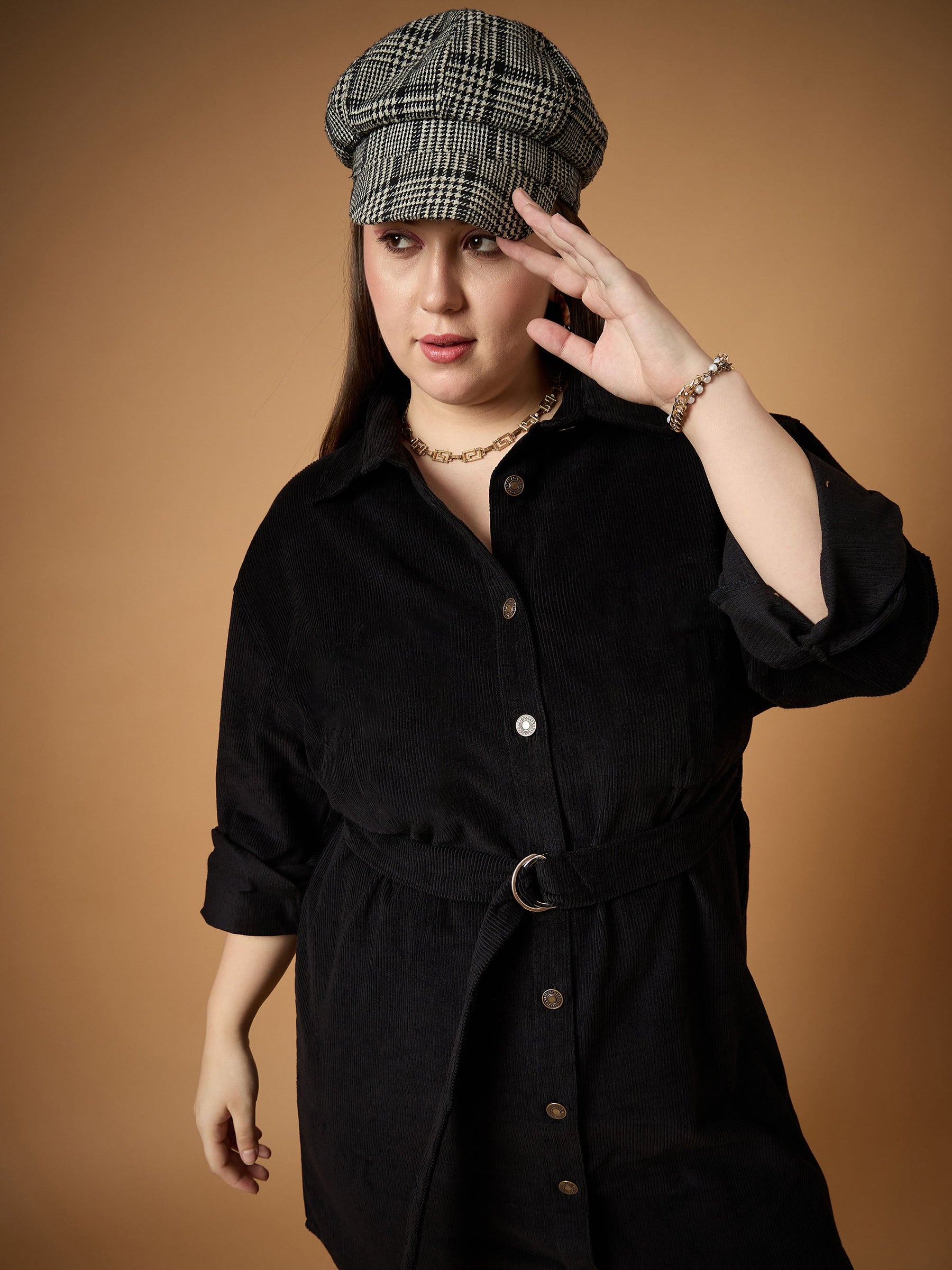 Buy Women Black Corduroy Front Button Dress Online at Best Price - Sassafras Buy Women Black Corduroy Front Button Dress Online at Best Price - Sassafras