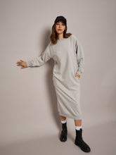 Grey Melange Terry Oversized Midi Sweat Dress-SASSAFRAS BASICS