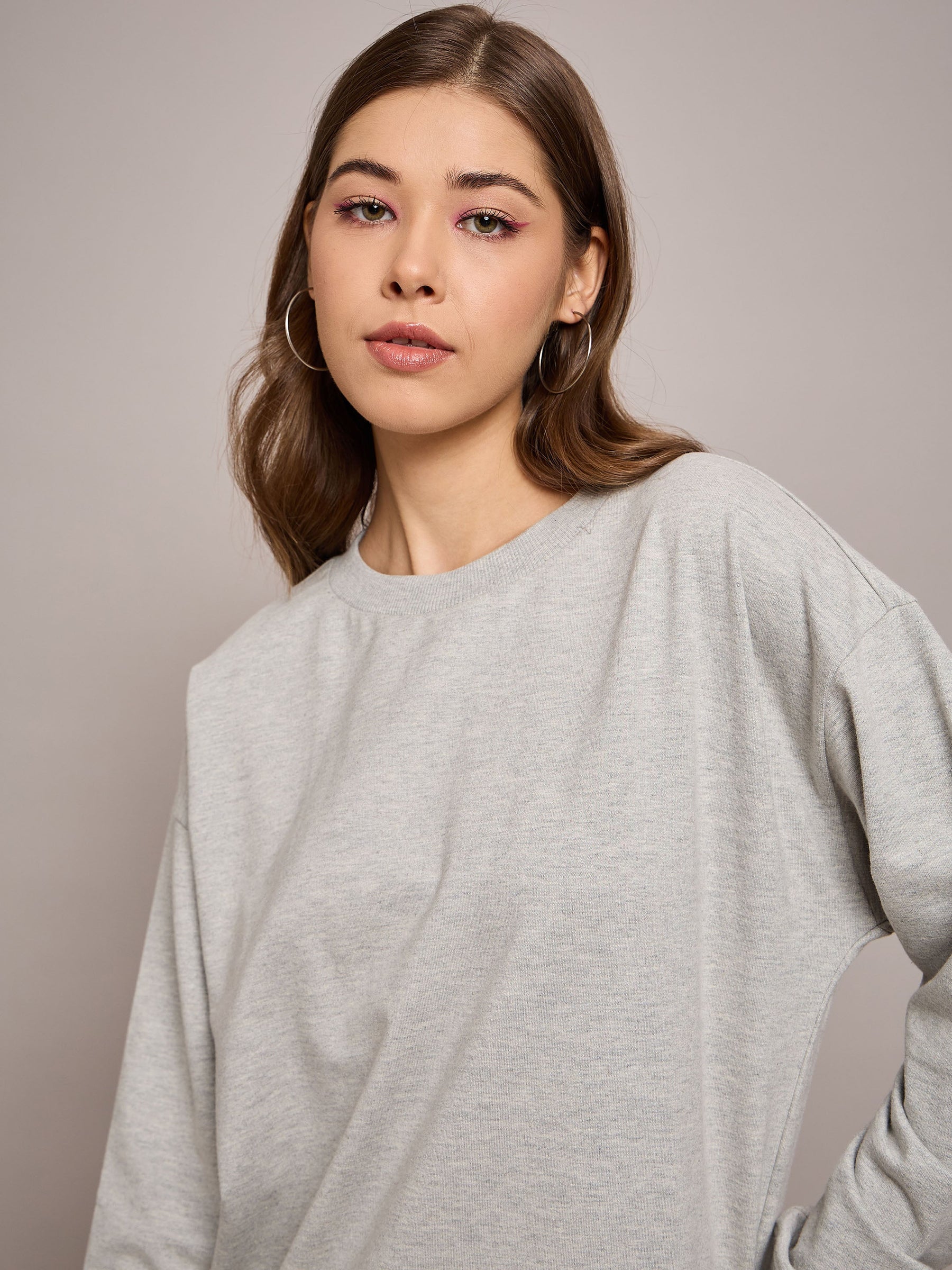 Grey Melange Terry Oversized Midi Sweat Dress-SASSAFRAS BASICS