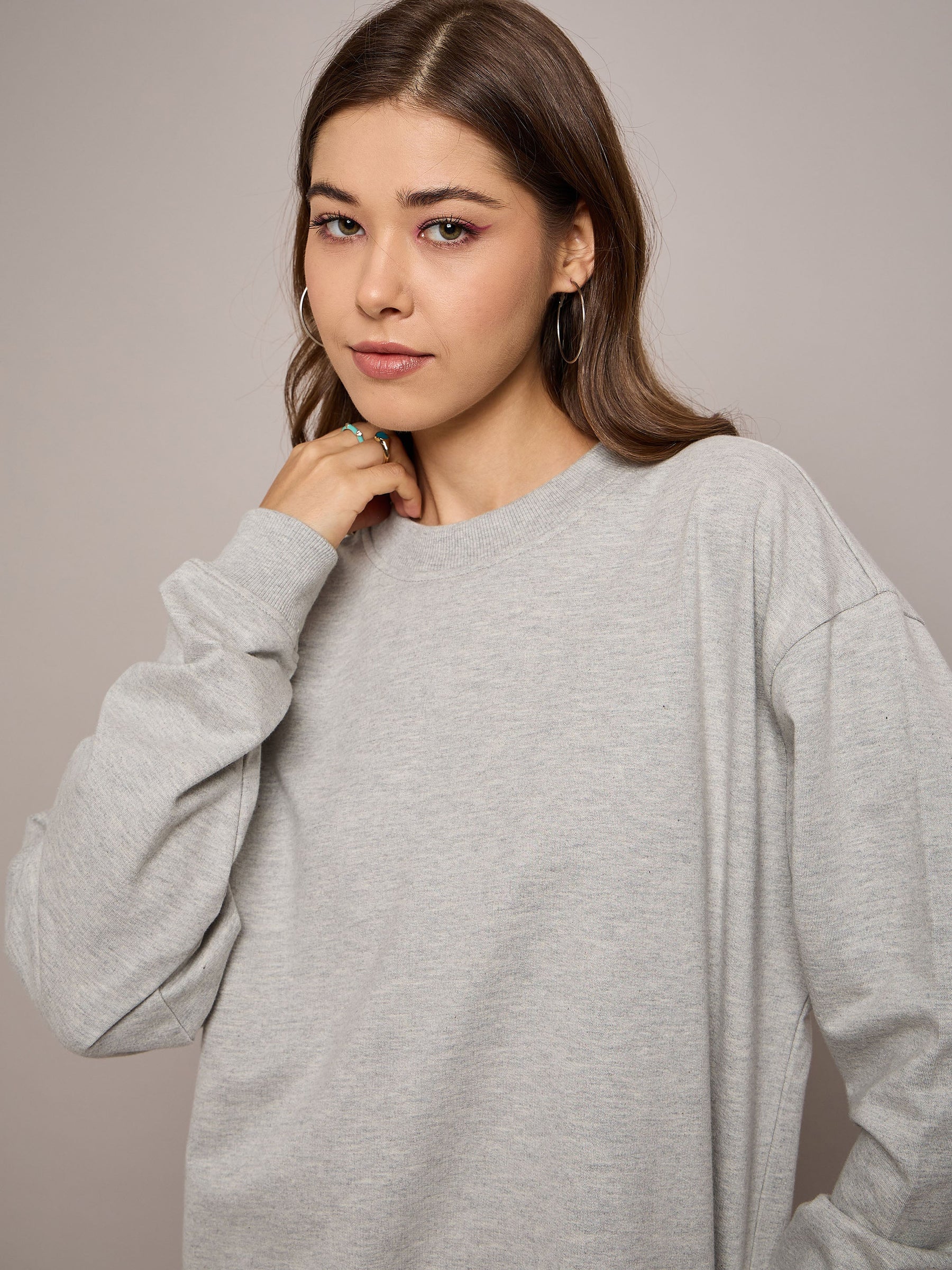 Grey Melange Terry Oversized Short Sweat Dress-SASSAFRAS BASICS